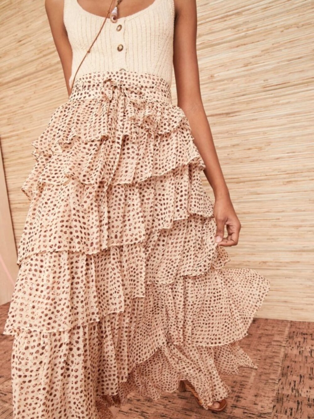 NWOT ULLA JOHNSON Malia Silk Midi Skirt in Leopard Ikat Dot XS $695 - Picture 2 of 7